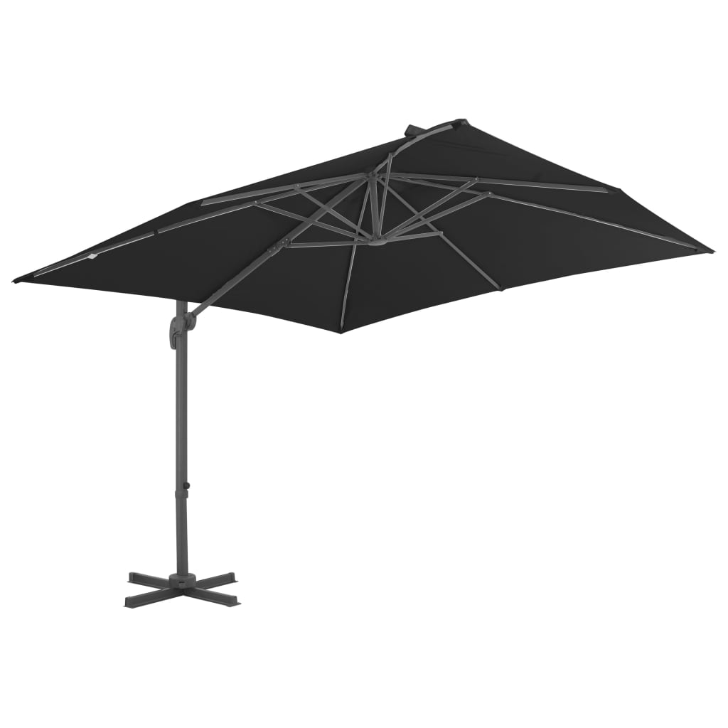 vidaXL Frihängande parasoll med aluminiumstång 3x3 m svart