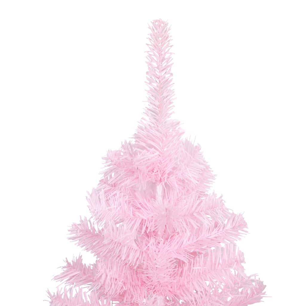 vidaXL Belyst plastgran med kulor rosa 240 cm PVC