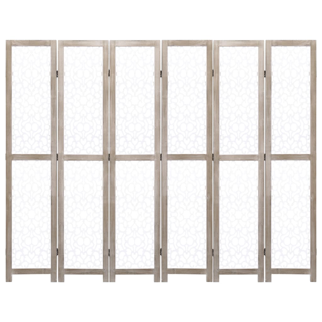 vidaXL Rumsavdelare 6 paneler vit 210x165 cm massivt trä