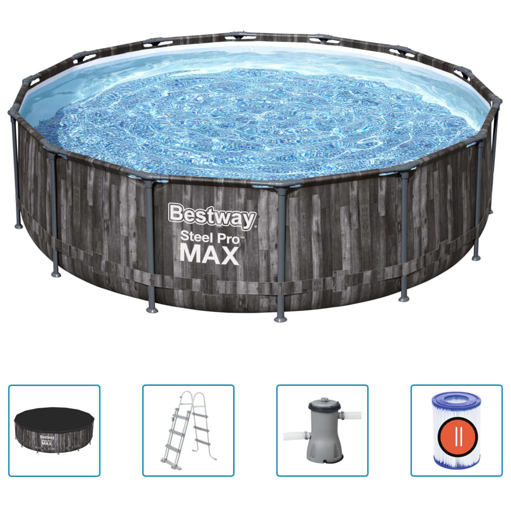 Bestway Pool Steel Pro MAX rund med tillbehör 427x107 cm