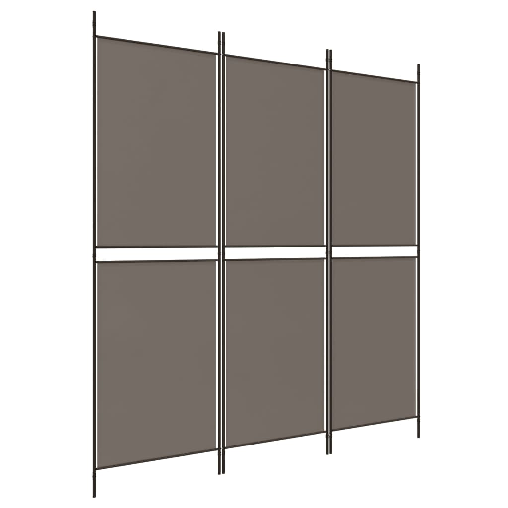vidaXL Rumsavdelare 3 paneler antracit 150x180 cm tyg