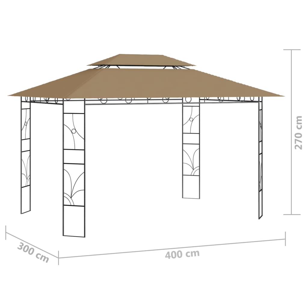 vidaXL Paviljong 4x3x2,7 m taupe 160 g/m²