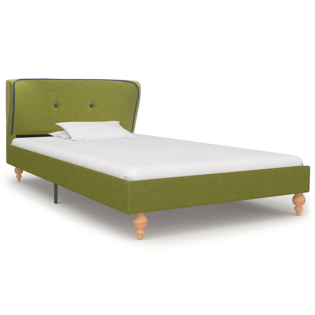 vidaXL Säng med madrass grön tyg 90x200 cm