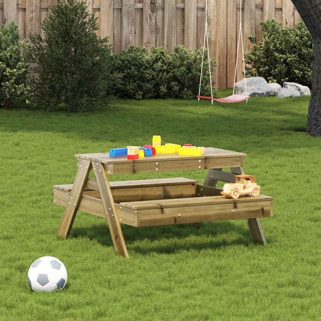 vidaXL Picknickbord för barn 88x97x52 cm massiv impregnerad furu