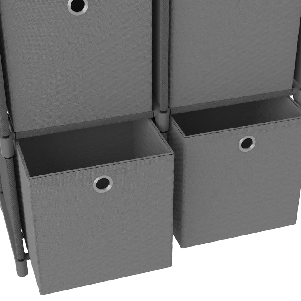 vidaXL Hylla med 4 kuber med lådor grå 69x30x72,5 cm tygs