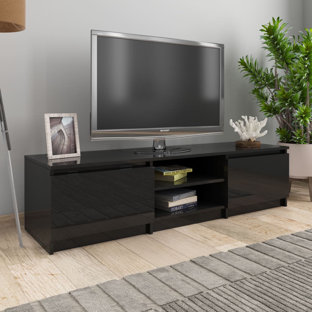 vidaXL TV-bänk svart högglans 140x40x35,5 cm konstruerat trä