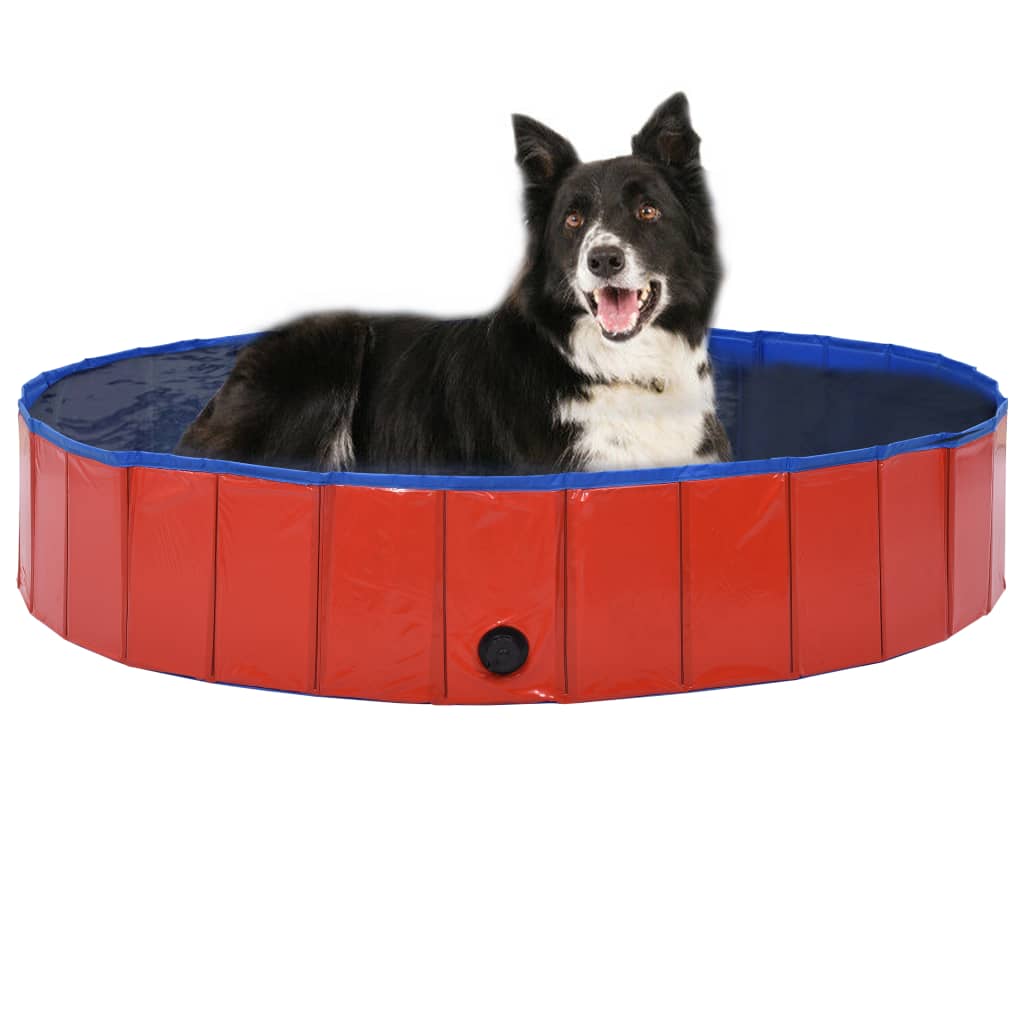 vidaXL Hopfällbar hundpool röd 160x30 cm PVC