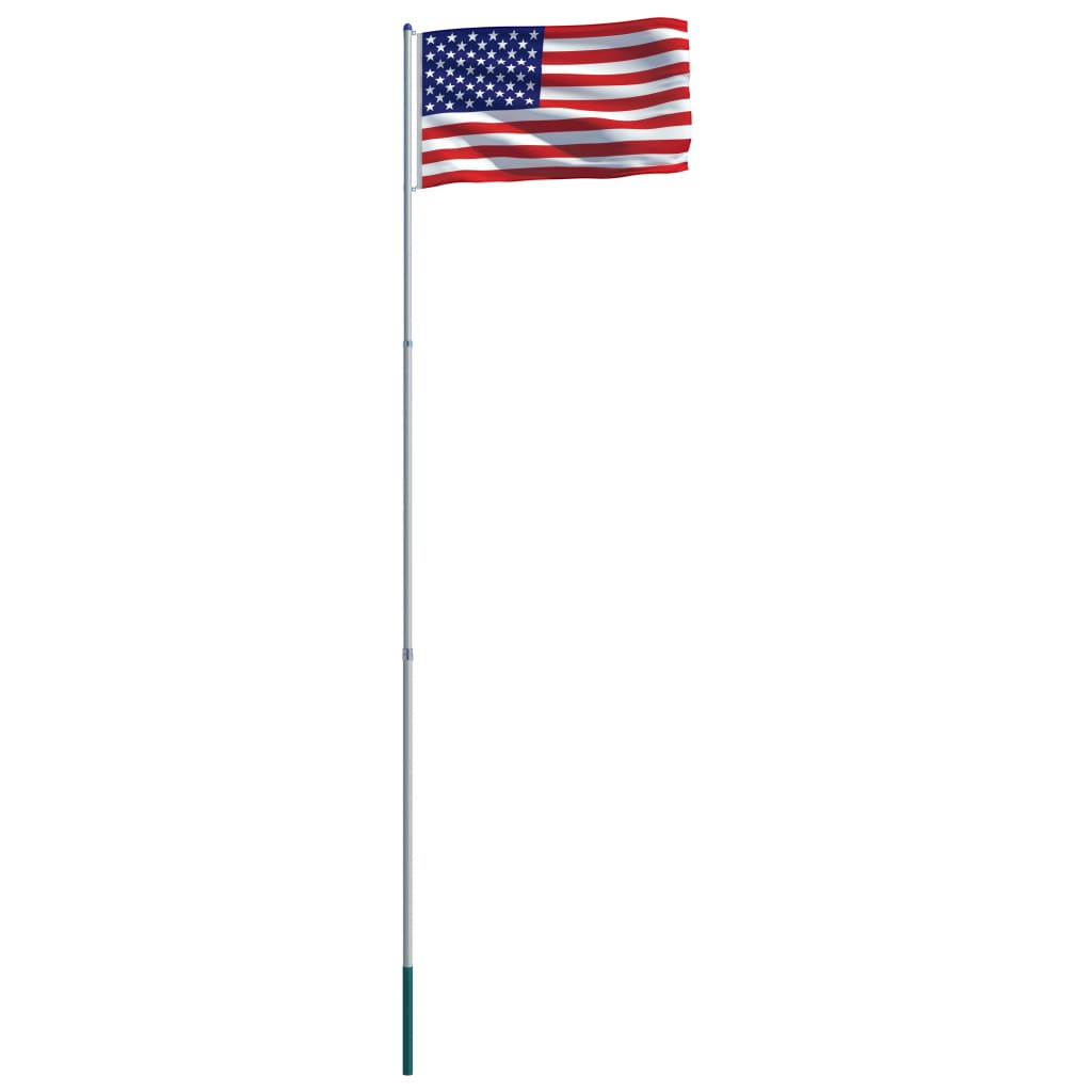 vidaXL USA:s flagga och flaggstång i aluminium 6 m