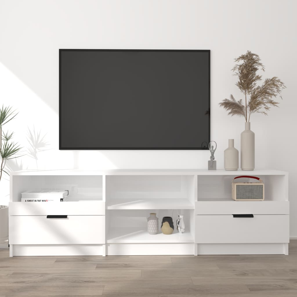 vidaXL Tv-bänk vit högglans 150x33,5x45 cm konstruerat trä