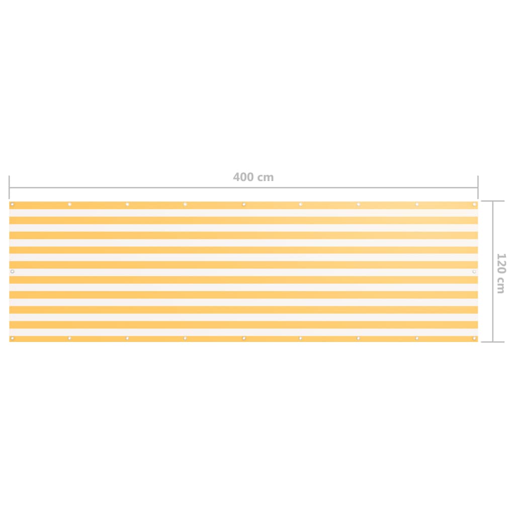 vidaXL Balkongskärm vit och gul 120x400 cm oxfordtyg