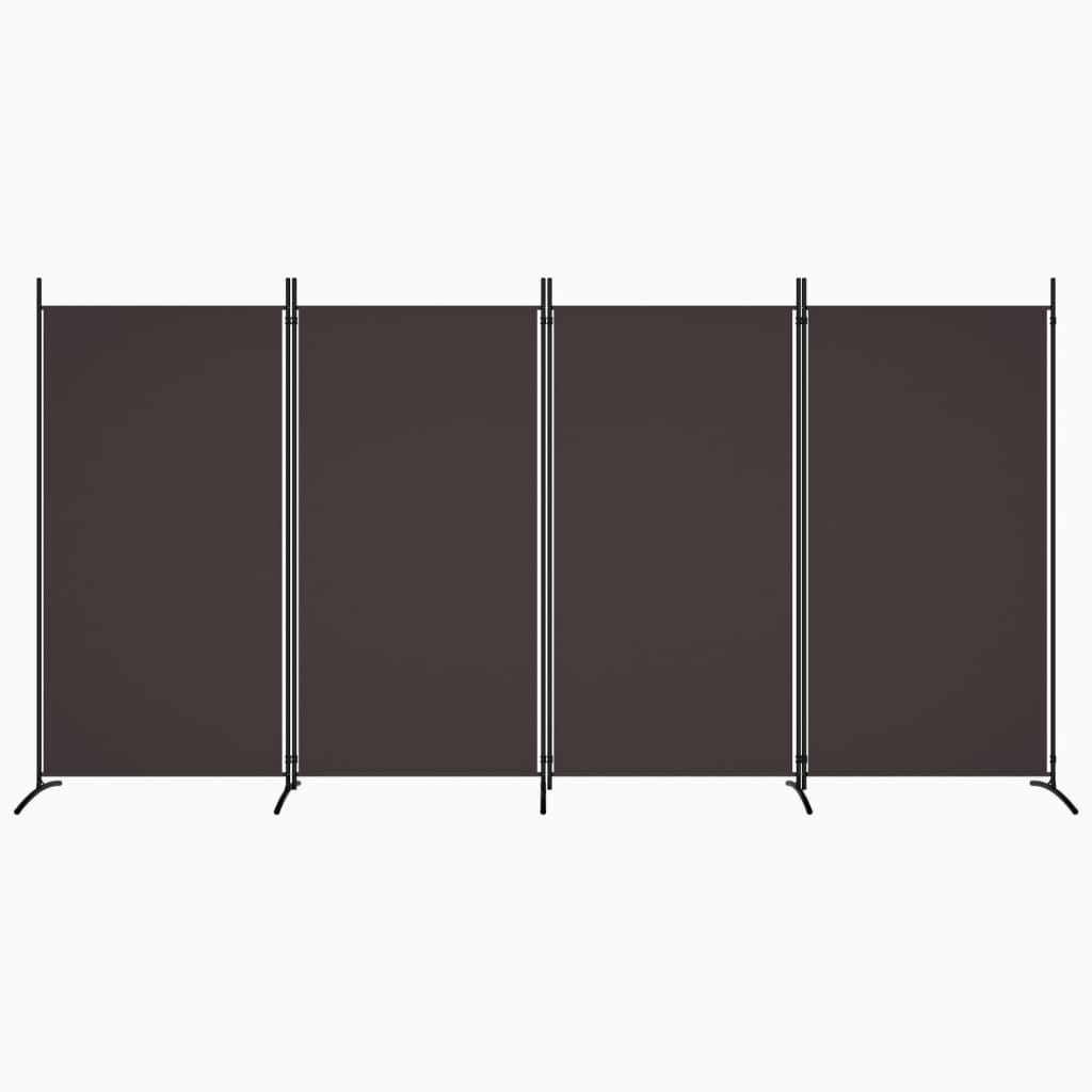 vidaXL Rumsavdelare 4 paneler brun 346x180 cm tyg