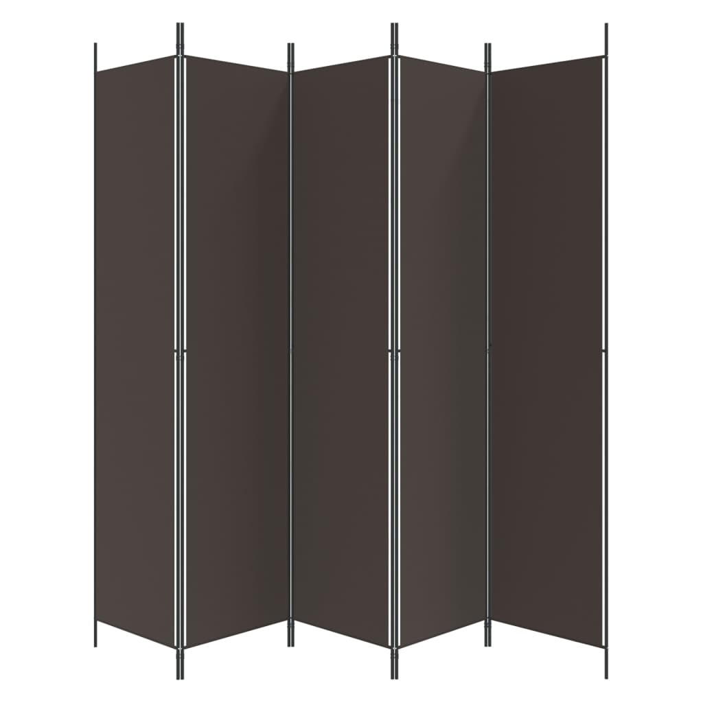 vidaXL Rumsavdelare 5 paneler brun 250x220 cm tyg