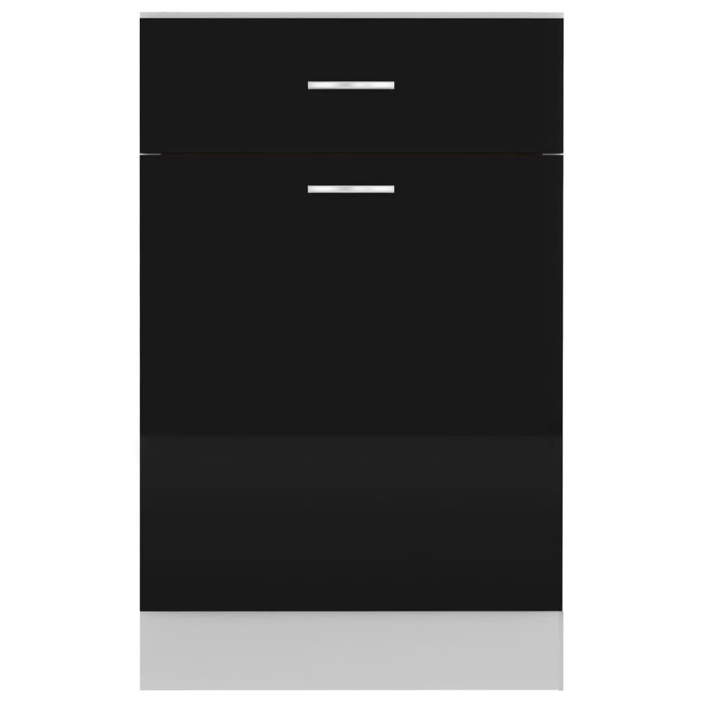 vidaXL Underskåp med låda svart högglans 50x46x81,5 cm spånskiva