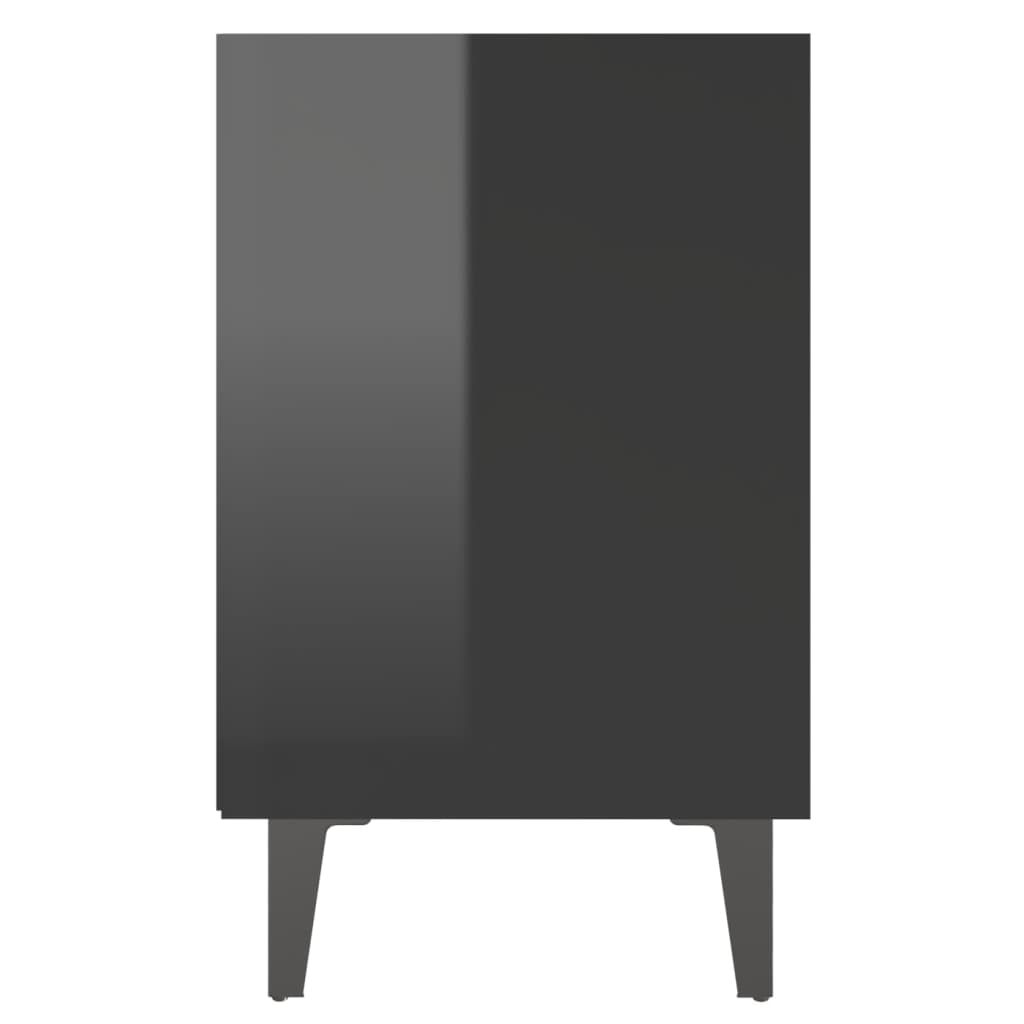 vidaXL Sängbord med metallben 2 st svart högglans 40x30x50 cm