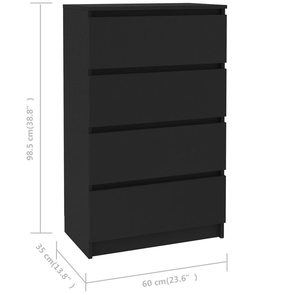 vidaXL Byrå svart 60x35x98,5 cm konstruerat trä