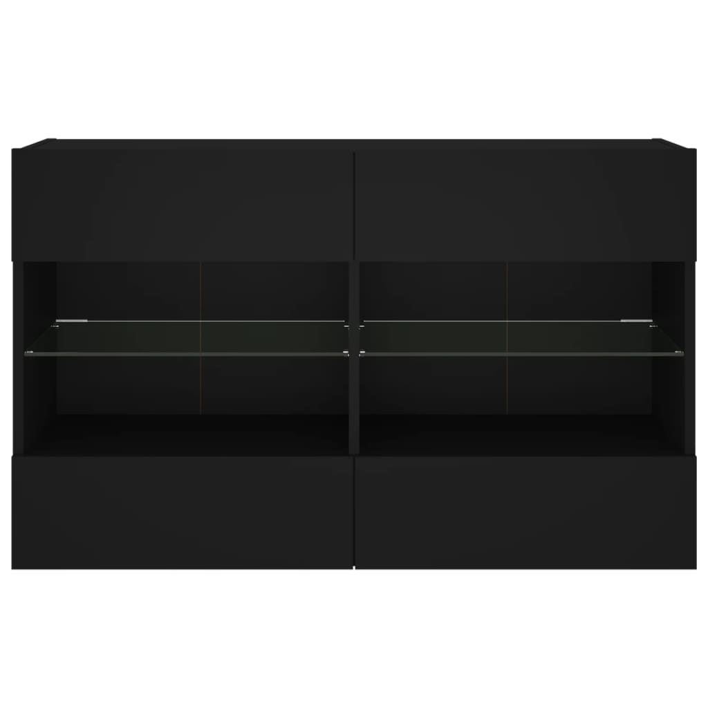 vidaXL Väggmonterad tv-bänk LED svart 98,5x30x60,5 cm