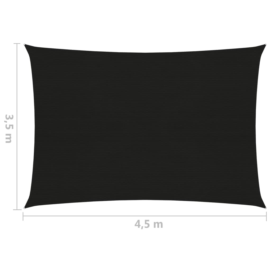 vidaXL Solsegel 160 g/m² svart 3,5x4,5 m HDPE
