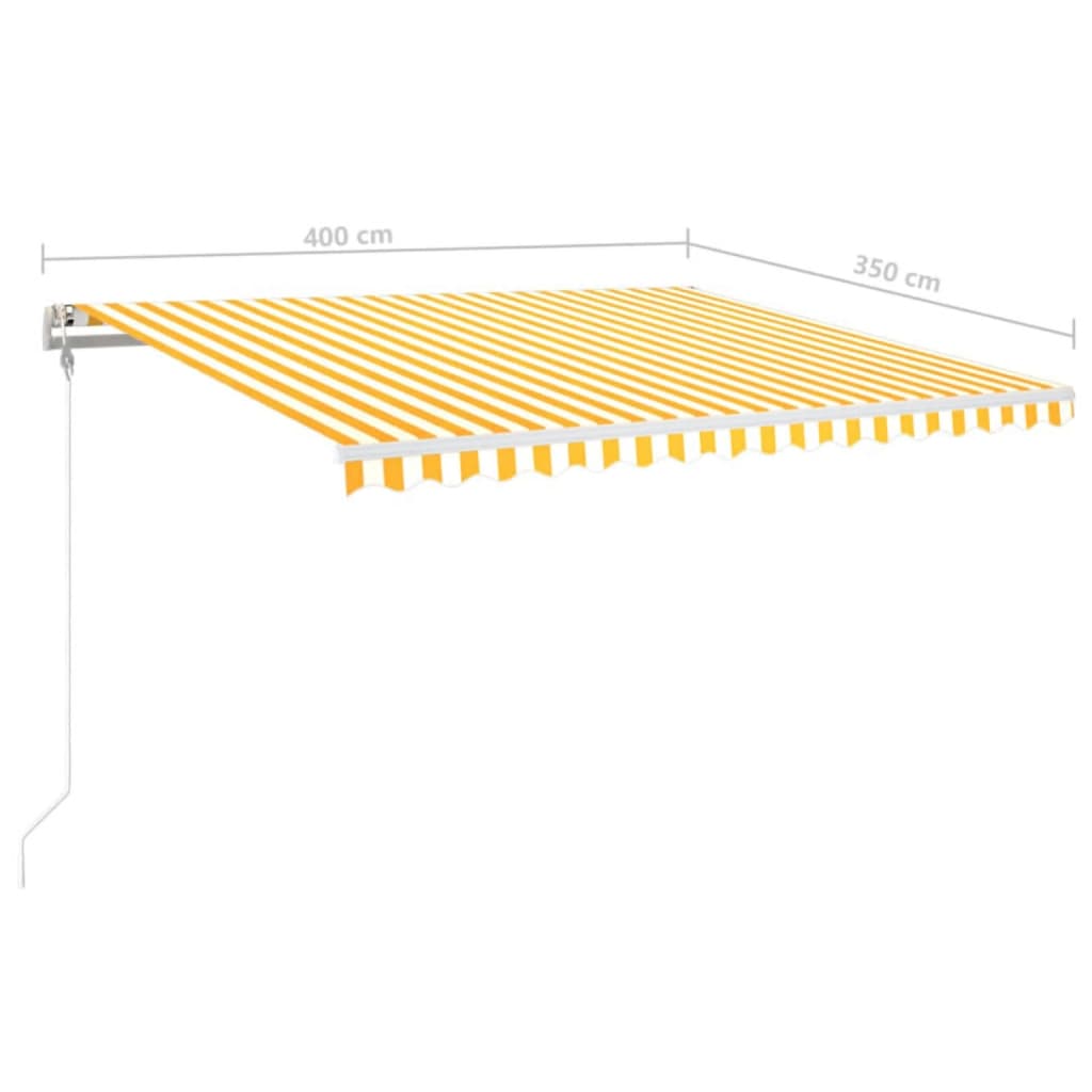 vidaXL Automatisk markis med vindsensor & LED 400x350 cm gul/vit