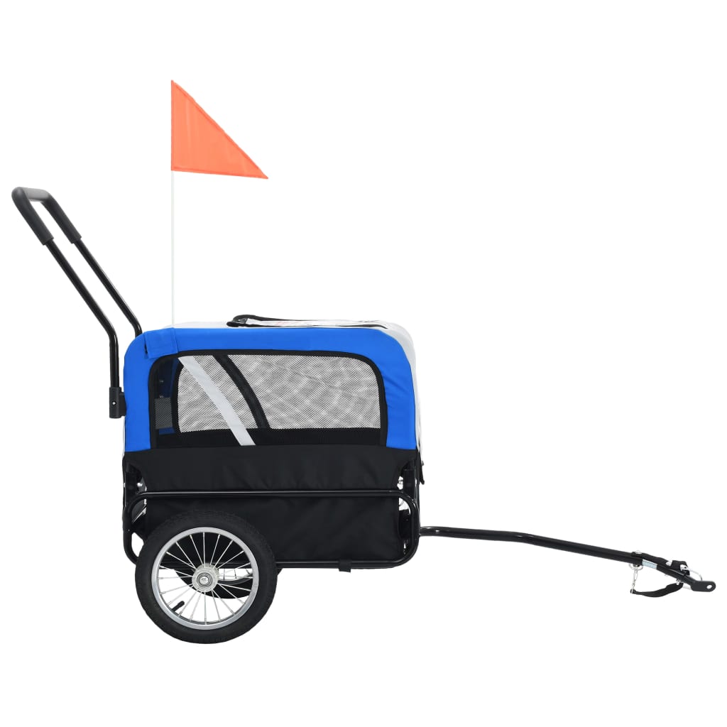 vidaXL Cykelvagn för husdjur och joggingvagn 2-i-1 grå och blå
