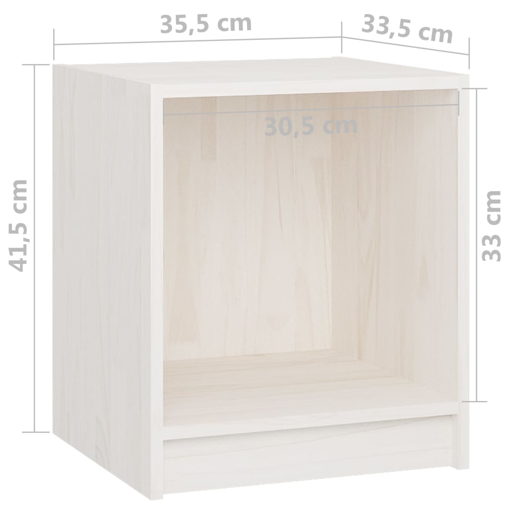 vidaXL Sängbord vit 35,5x33,5x41,5 cm massiv furu