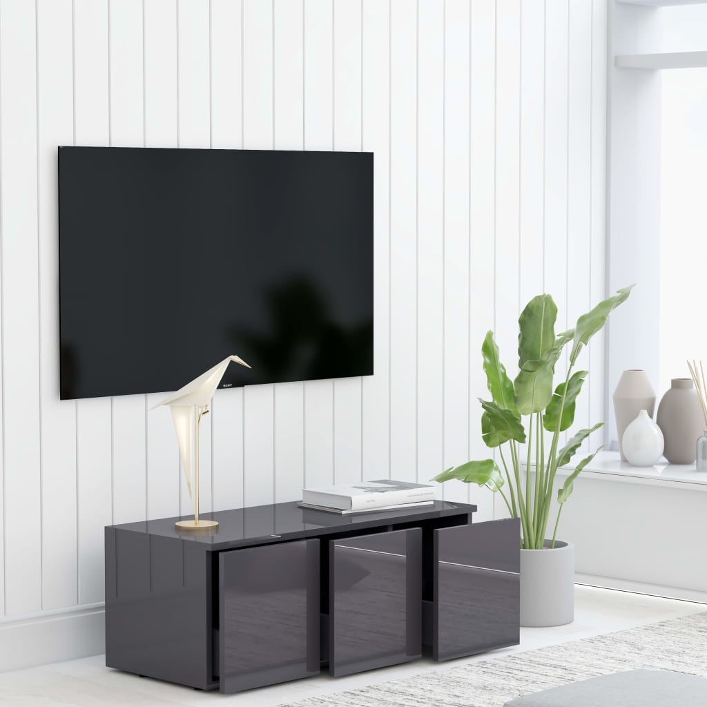 vidaXL TV-bänk grå högglans 80x34x30 cm spånskiva