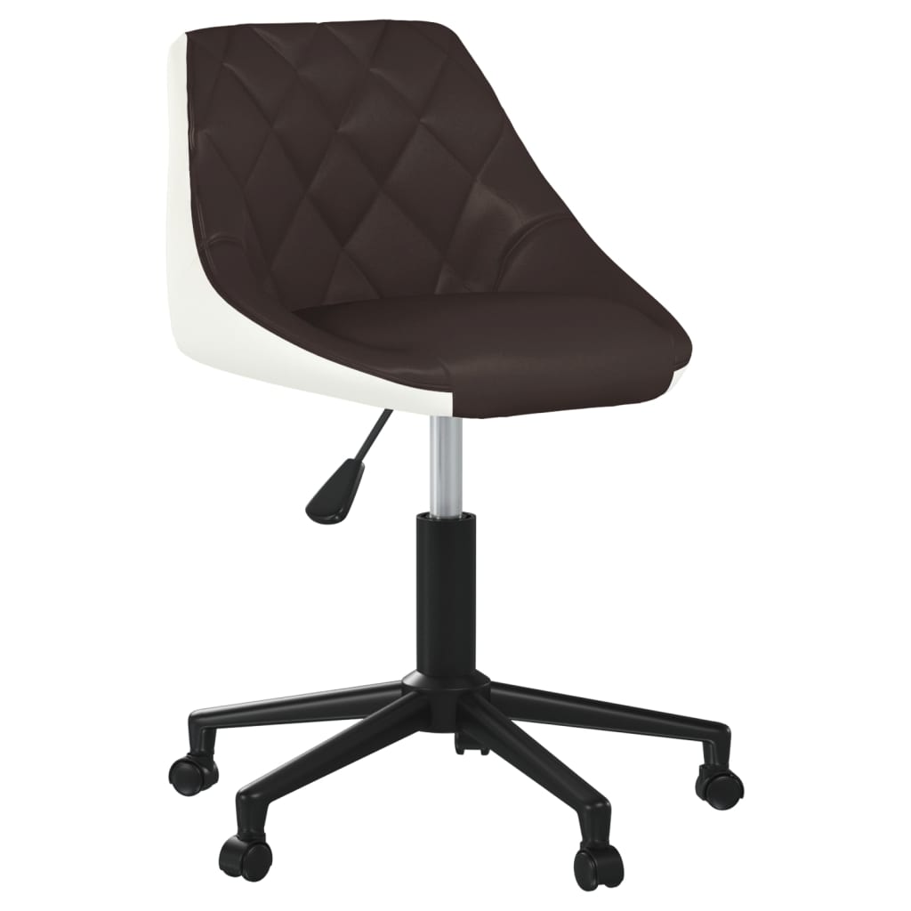 vidaXL Snurrbar matstol brun och vit konstläder