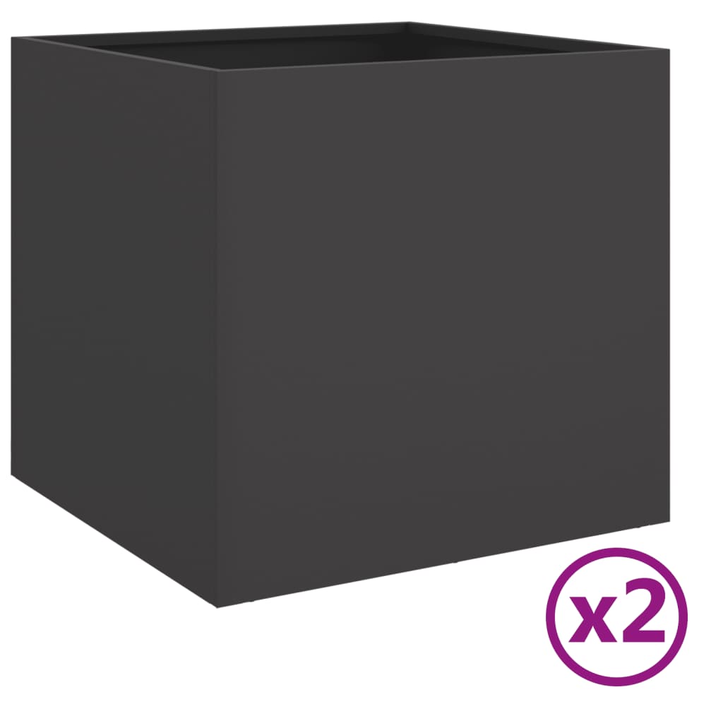 vidaXL Odlingslådor 2 st svart 49x47x46 cm kallvalsat stål