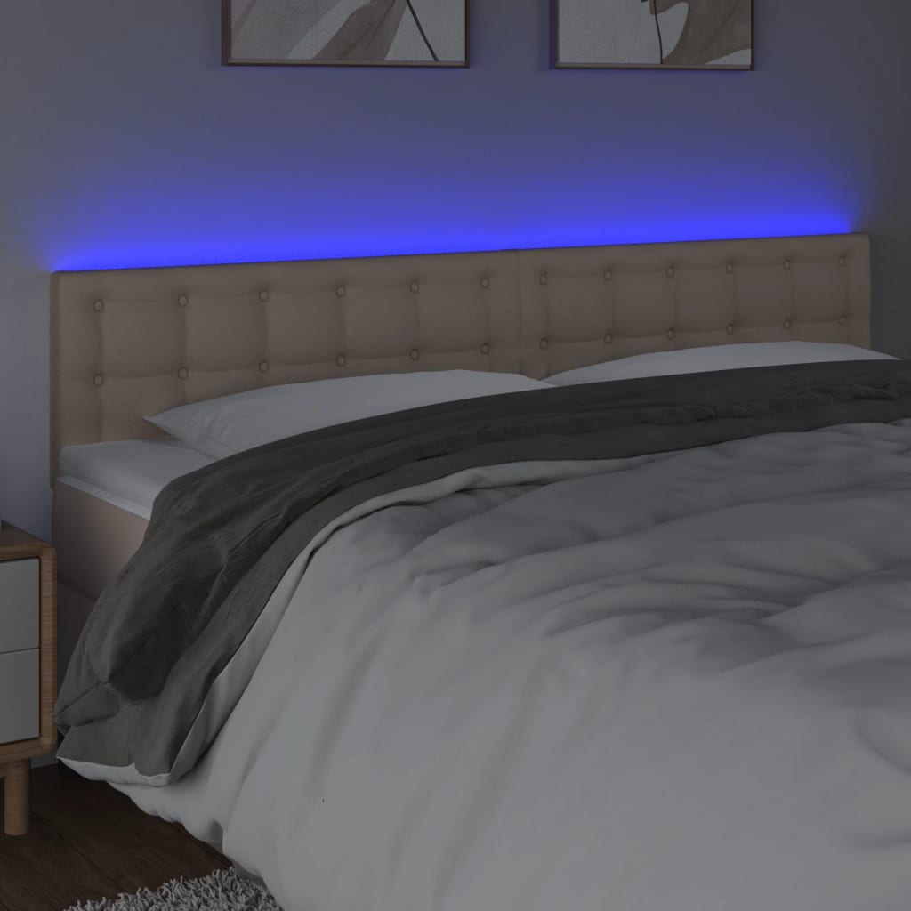 vidaXL Sänggavel LED cappuccino 160x5x78/88 cm konstläder