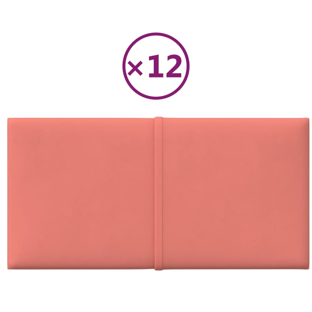 vidaXL Väggpaneler 12 st rosa 30x15 cm sammet 0,54 m²