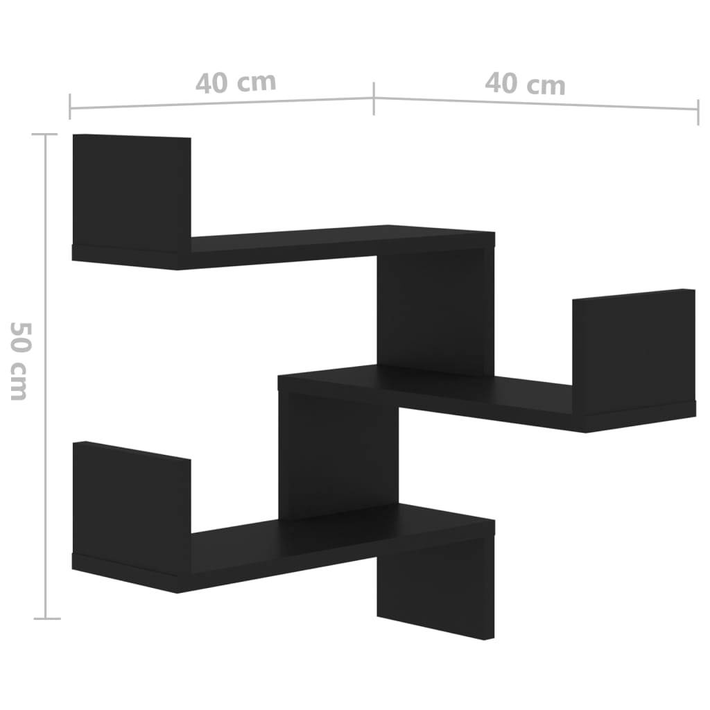 vidaXL Vägghylla hörn svart 40x40x50 cm spånskiva