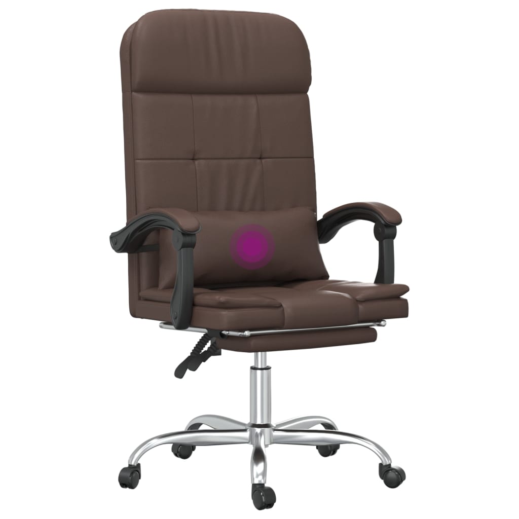 vidaXL Kontorsstol med massage brun konstläder