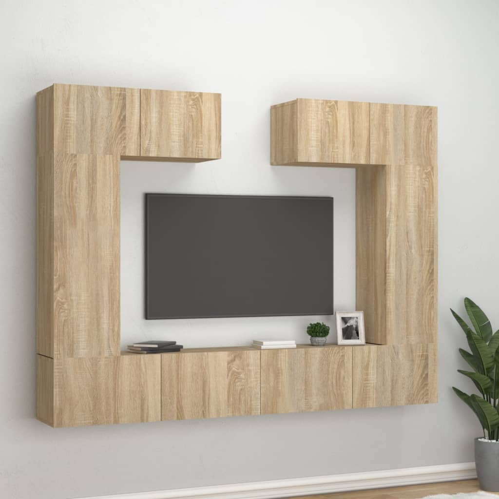 vidaXL Tv-skåp 6 delar sonoma-ek konstruerat trä