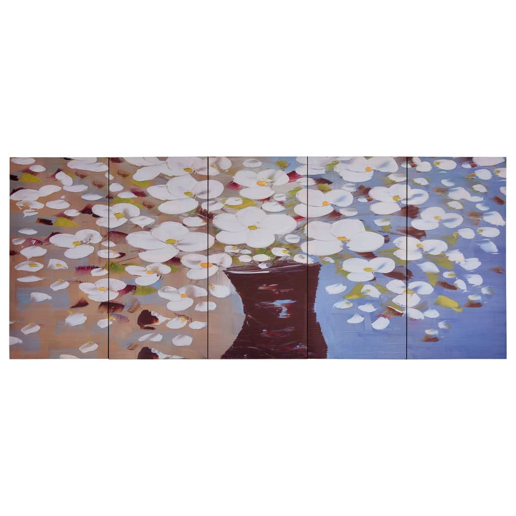 vidaXL Canvastavla blommor i vas flerfärgad 200x80 cm