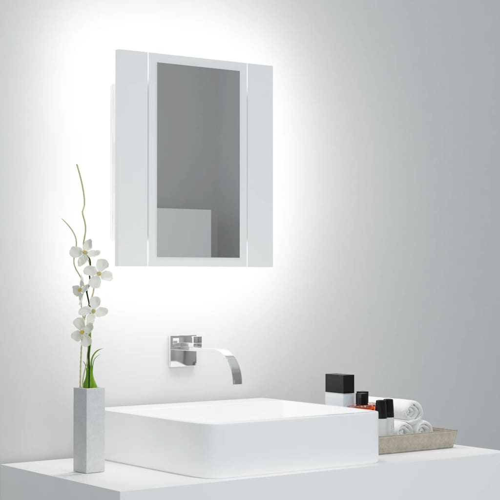 vidaXL Spegelskåp med LED vit 40x12x45 cm akryl