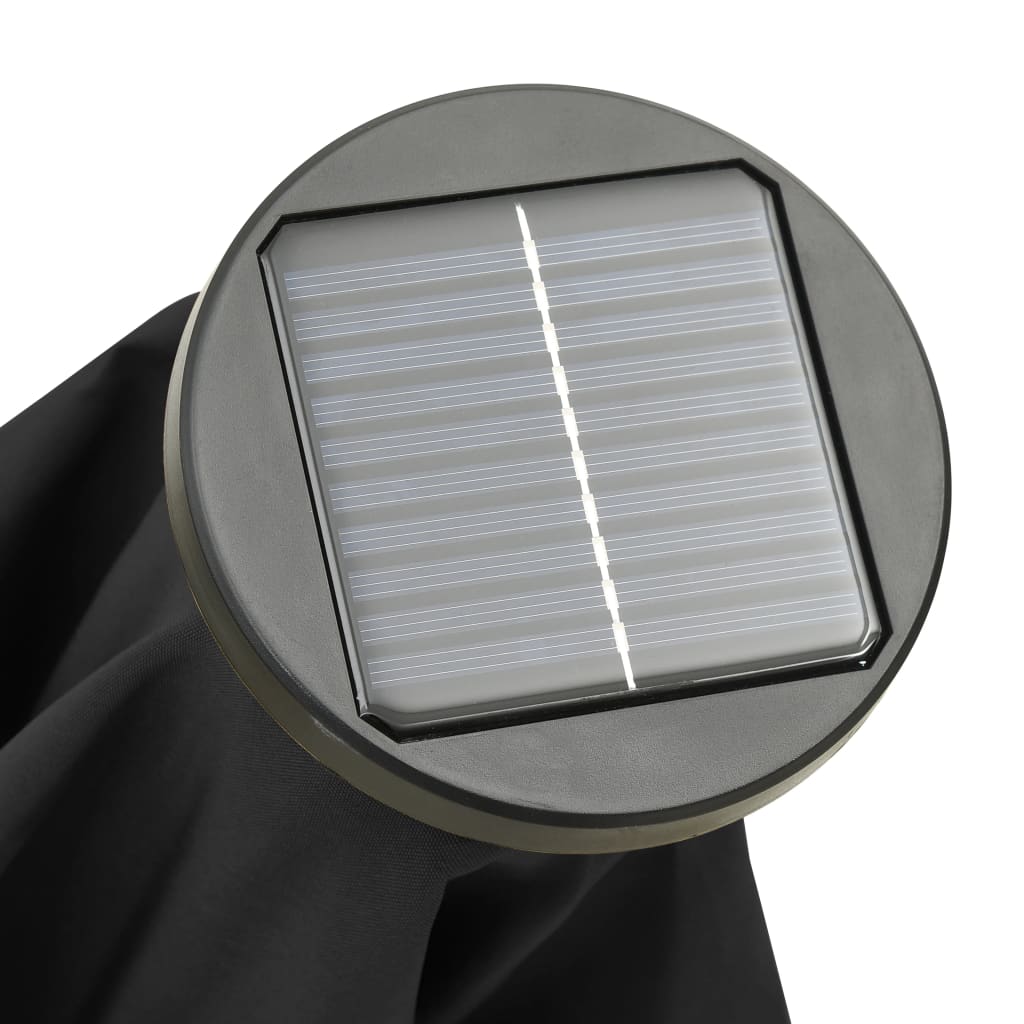 vidaXL Parasoll med LED-lampor svart 200x211 cm aluminium