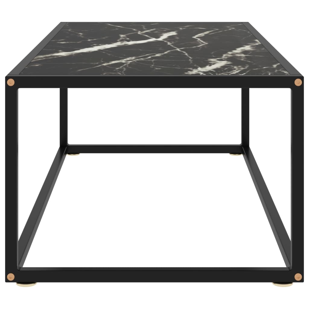 vidaXL Soffbord svart med svart marmor glas 100x50x35 cm