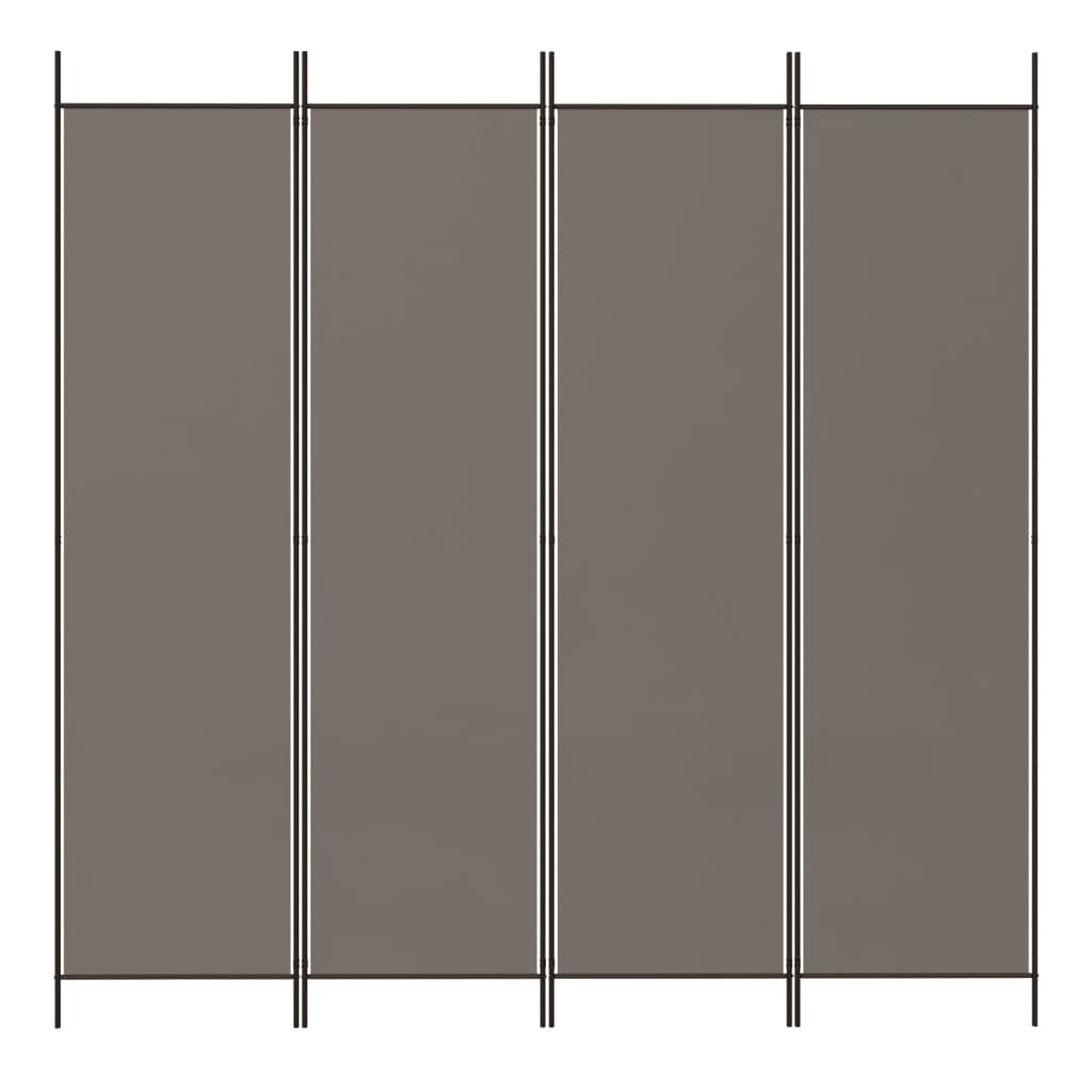 vidaXL Rumsavdelare 4 paneler antracit 200x200 cm tyg