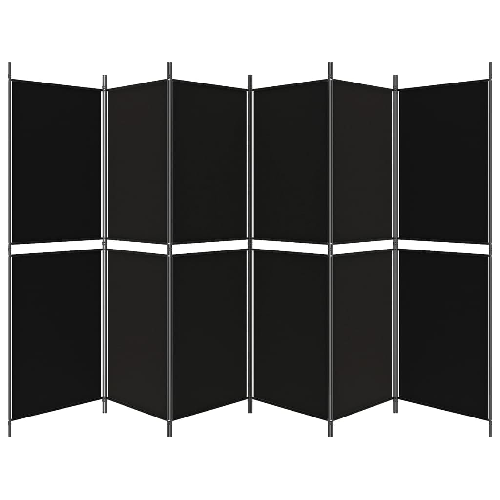vidaXL Rumsavdelare 6 paneler svart 300x180 cm tyg