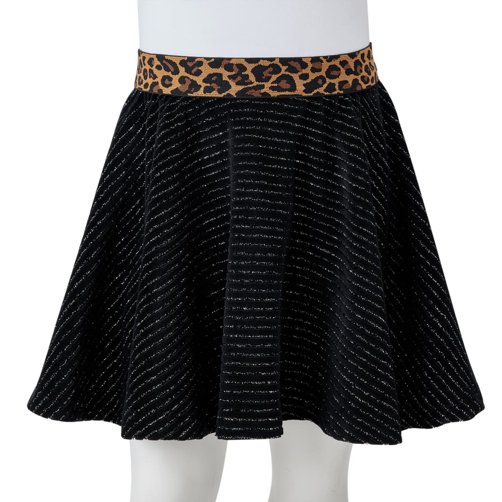 Kjol för barn leopardmönster svart 92