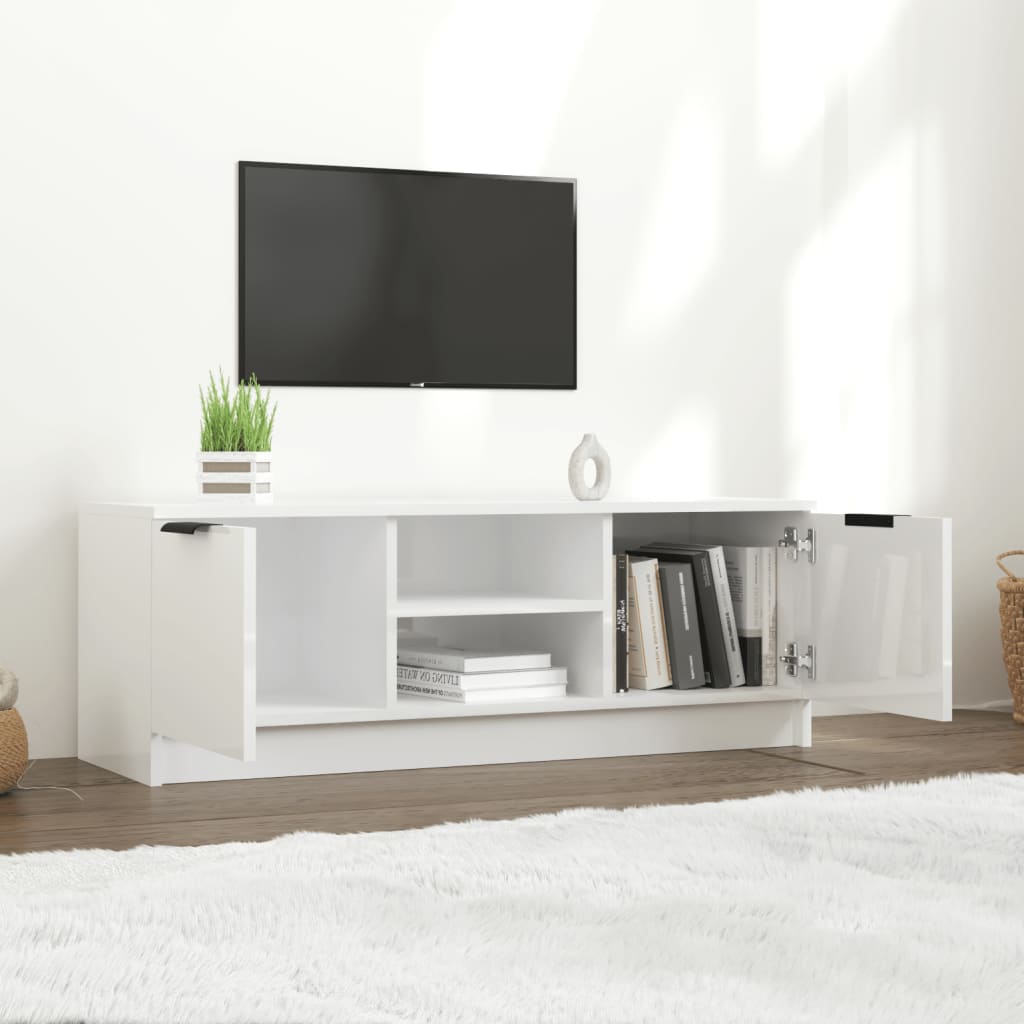 vidaXL Tv-bänk vit högglans 102x35x36,5 cm konstruerat trä