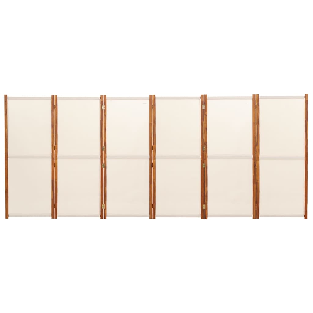 vidaXL Rumsavdelare 6 paneler gräddvit 420x180 cm