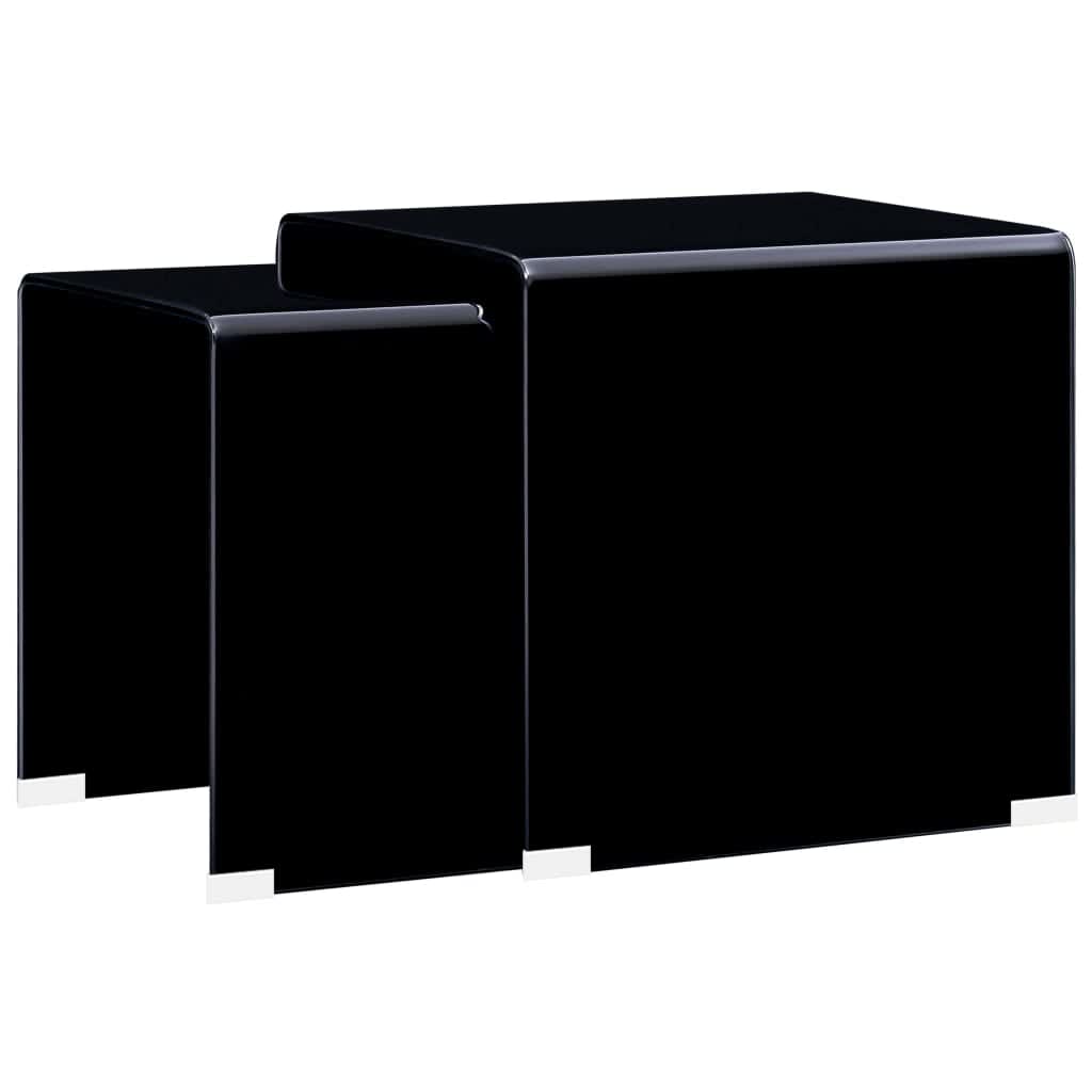 vidaXL Satsbord 2 st svart 42x42x41,5 cm härdat glas