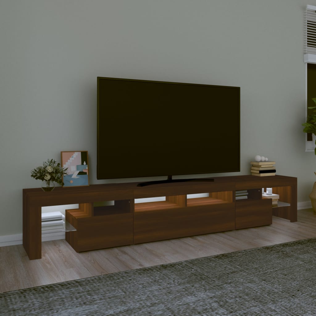 vidaXL Tv-bänk med LED-belysning brun ek 230x36,5x40 cm