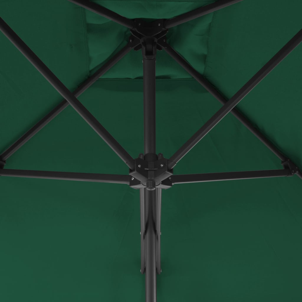 vidaXL Trädgårdsparasoll med stålstång 250x250 cm grön