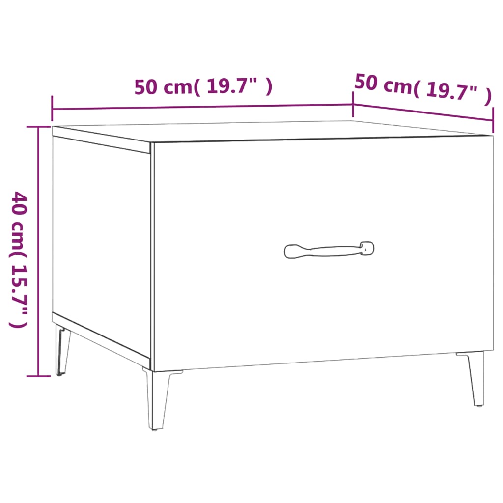 vidaXL Soffbord med metallben 2 st vit högglans 50x50x40 cm