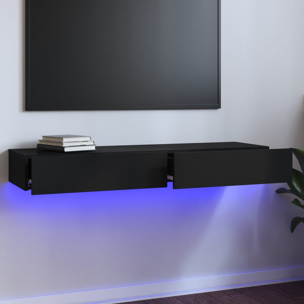 vidaXL Tv-bänk med LED-belysning svart 120x35x15,5 cm