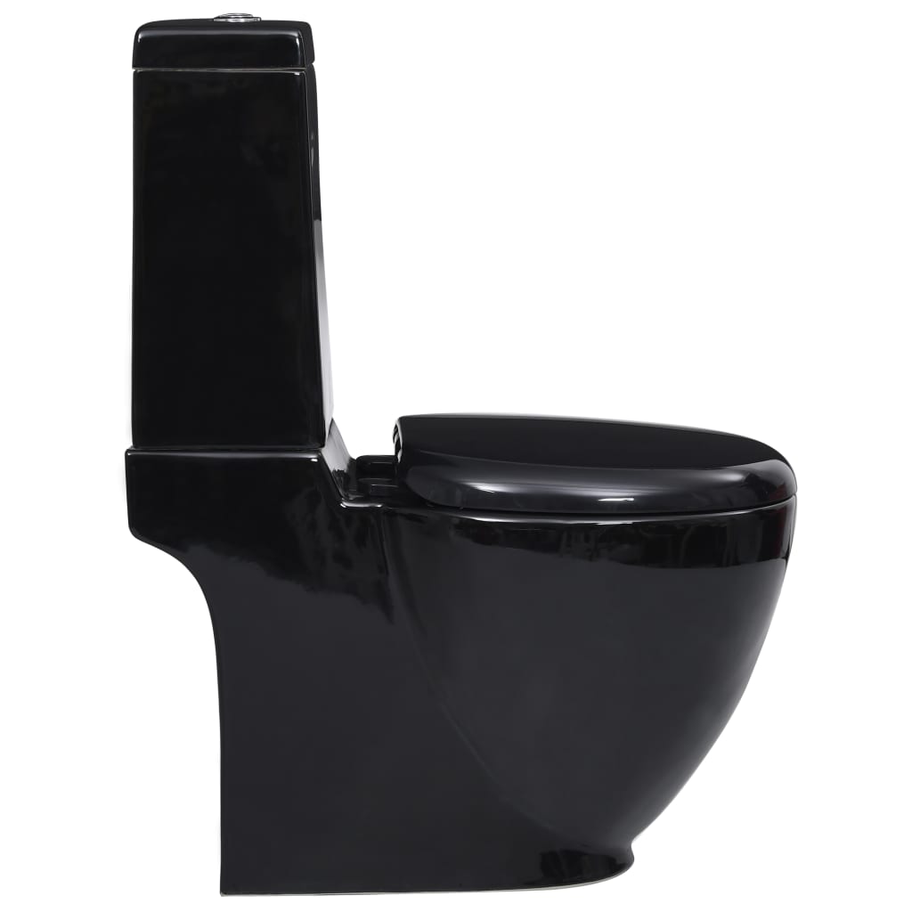 vidaXL Toalettstol keramik vattenflöde bakom svart