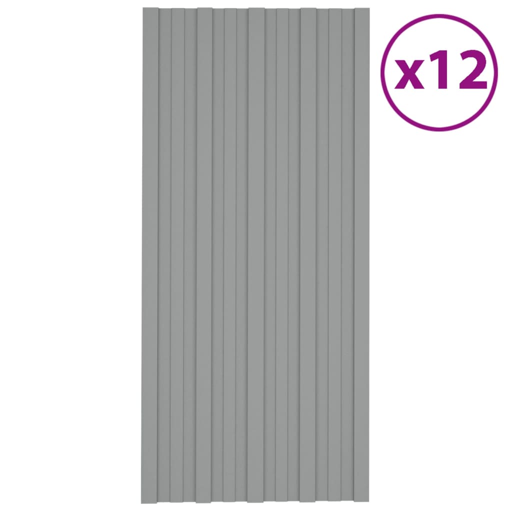 vidaXL Takprofiler 12 st galvaniserat stål grå 100x45 cm