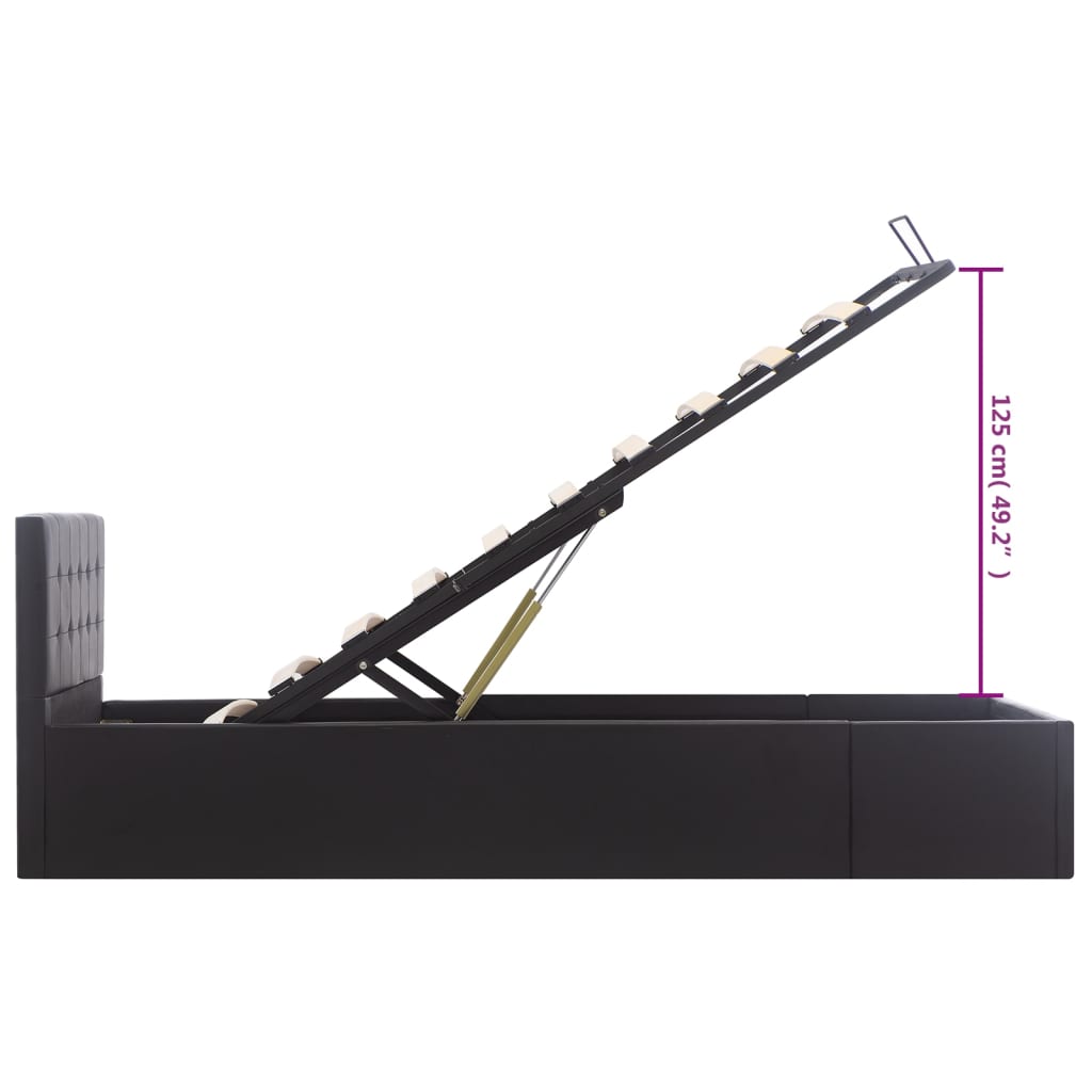 vidaXL Sängram hydraulisk förvaring svart konstläder 90x200 cm