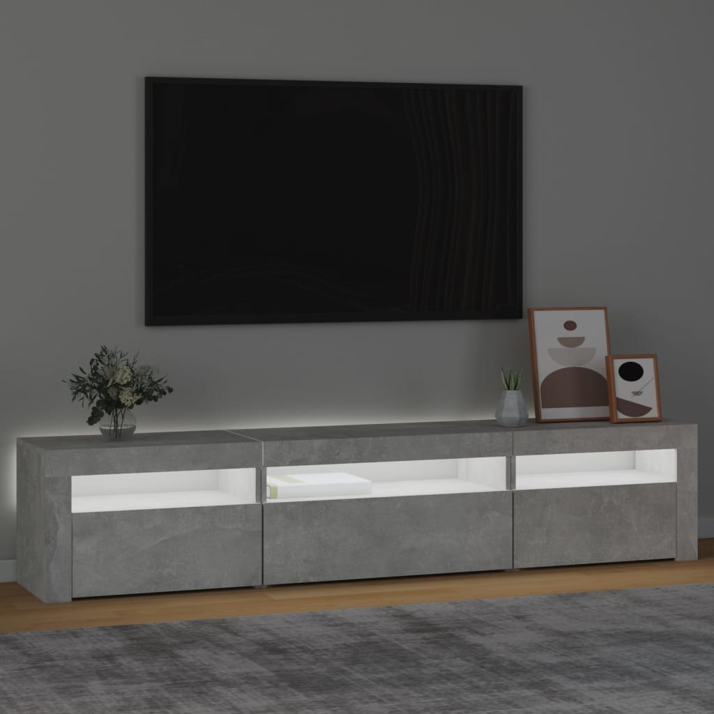 vidaXL Tv-bänk med LED-belysning Betonggrå 195x35x40 cm
